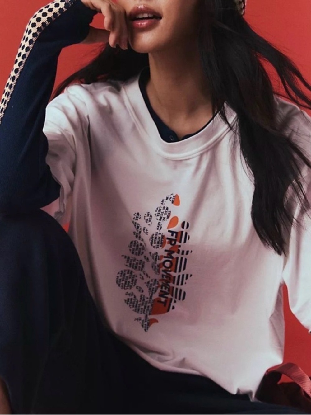 NWT FP Movement Inspire Buti Logo Tee size Medium in White/Navy/Orange